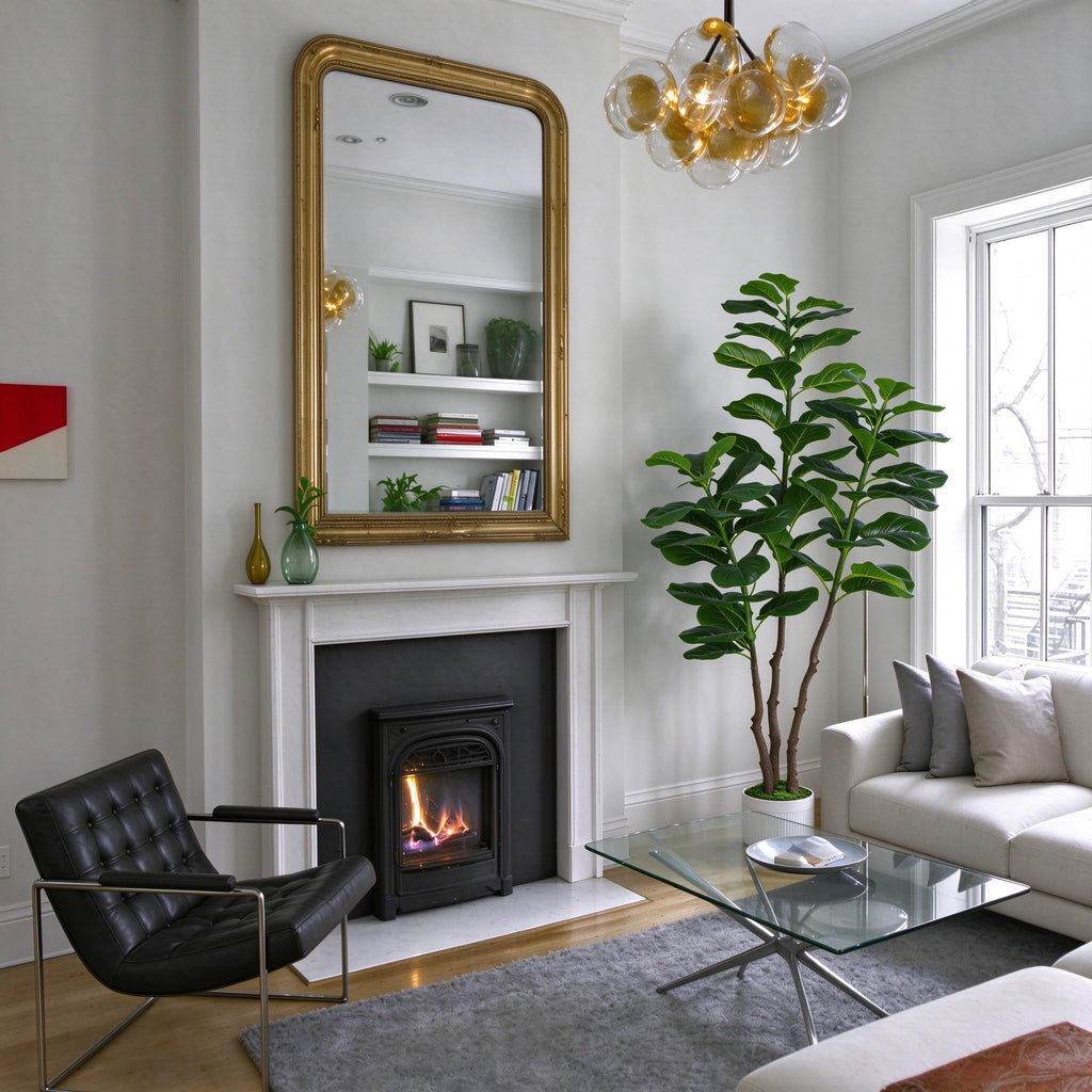 5FT Faux Fiddle Leaf Fig Tree with White Planter, Indoor Plant
