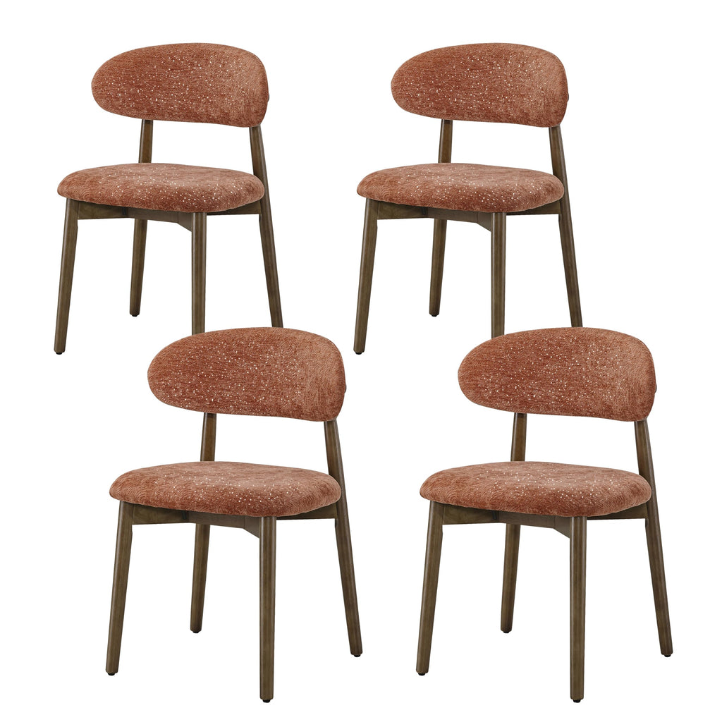 Dining Chairs Set of 4 Mid Century Modern Chenille Fabric Upholstered Kitchen Chairs Wooden Dining Room Chair with
