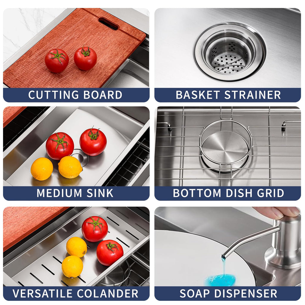 33x22 Drop Sink with Faucet Combo Modern Large Stainless Steel Kitchen Sinks 33 Inch Top Mount Single Bowl