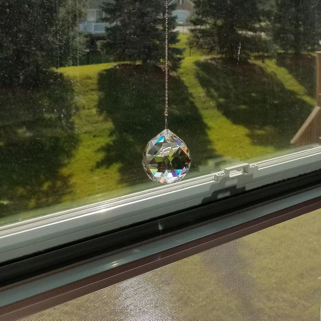 2 Pack Suncatcher Crystals Ball Prism Set, 1.57 Inch Clear Ball Rainbow Maker with Chain for Easy Hanging