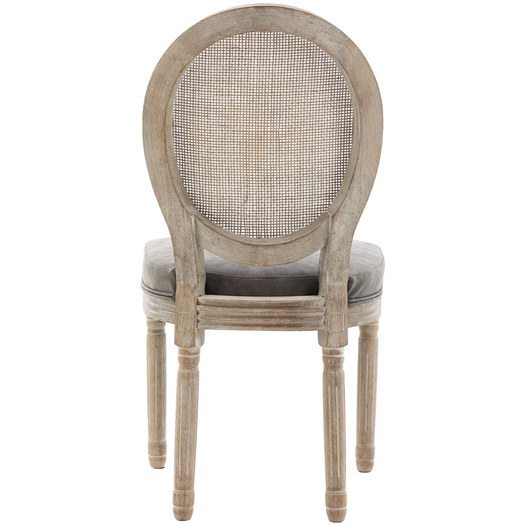 Farmhouse Leather Dining Room Chairs Set of 4 French Dining Chairs with Round Rattan Back French Bistro Chairs