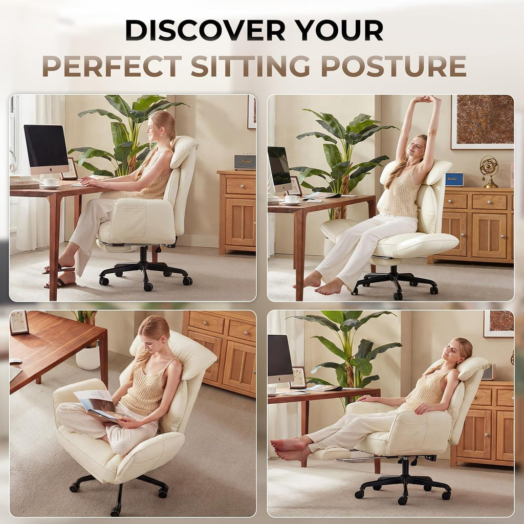 Cross Legged Office Chair with Pivoting Armrests,Criss Cross Chair with Pocket Spring Seat & Back,Reclining Computer