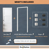 30" x 80" Prehung Interior Wood Door, 3-Panel Shaker, Left Handing, Solid Core, White Primed, with Pre-Drilled Holes