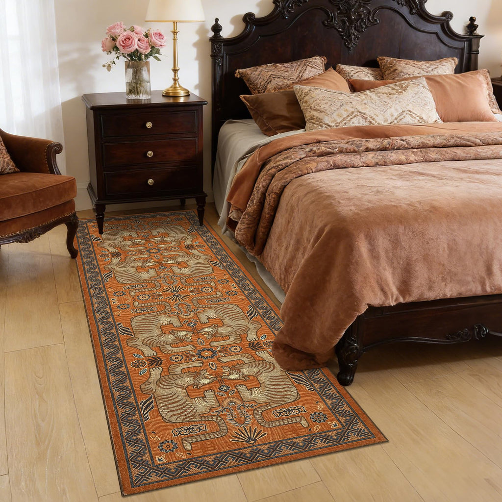 Tiger Print Washable Non Slip Runner Boho Hallway Rugs