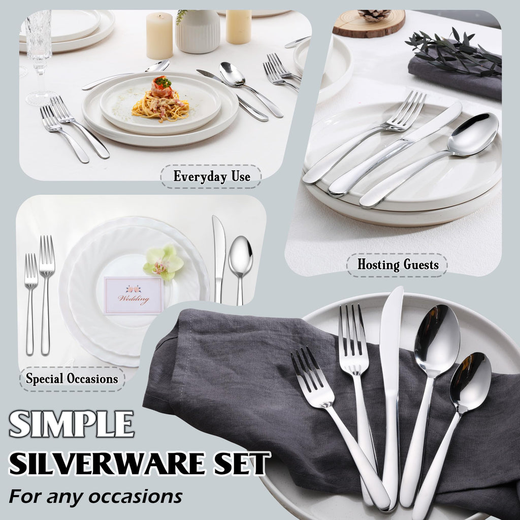 40-Piece Silverware Set for 8, Heavy Duty Stainless Steel Flatware