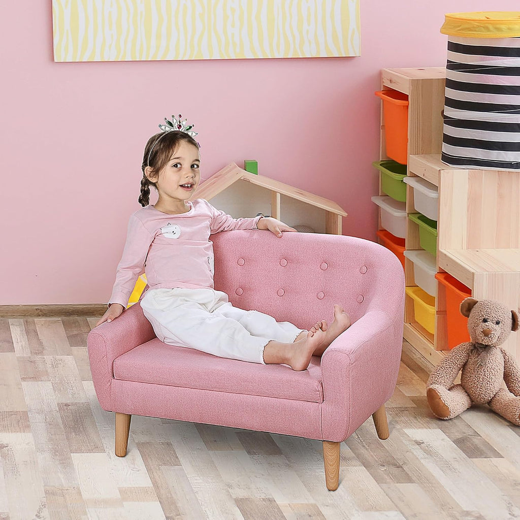 Seat Kids Sofa Children's Couch Ages 3-7 11" High Seat Pink