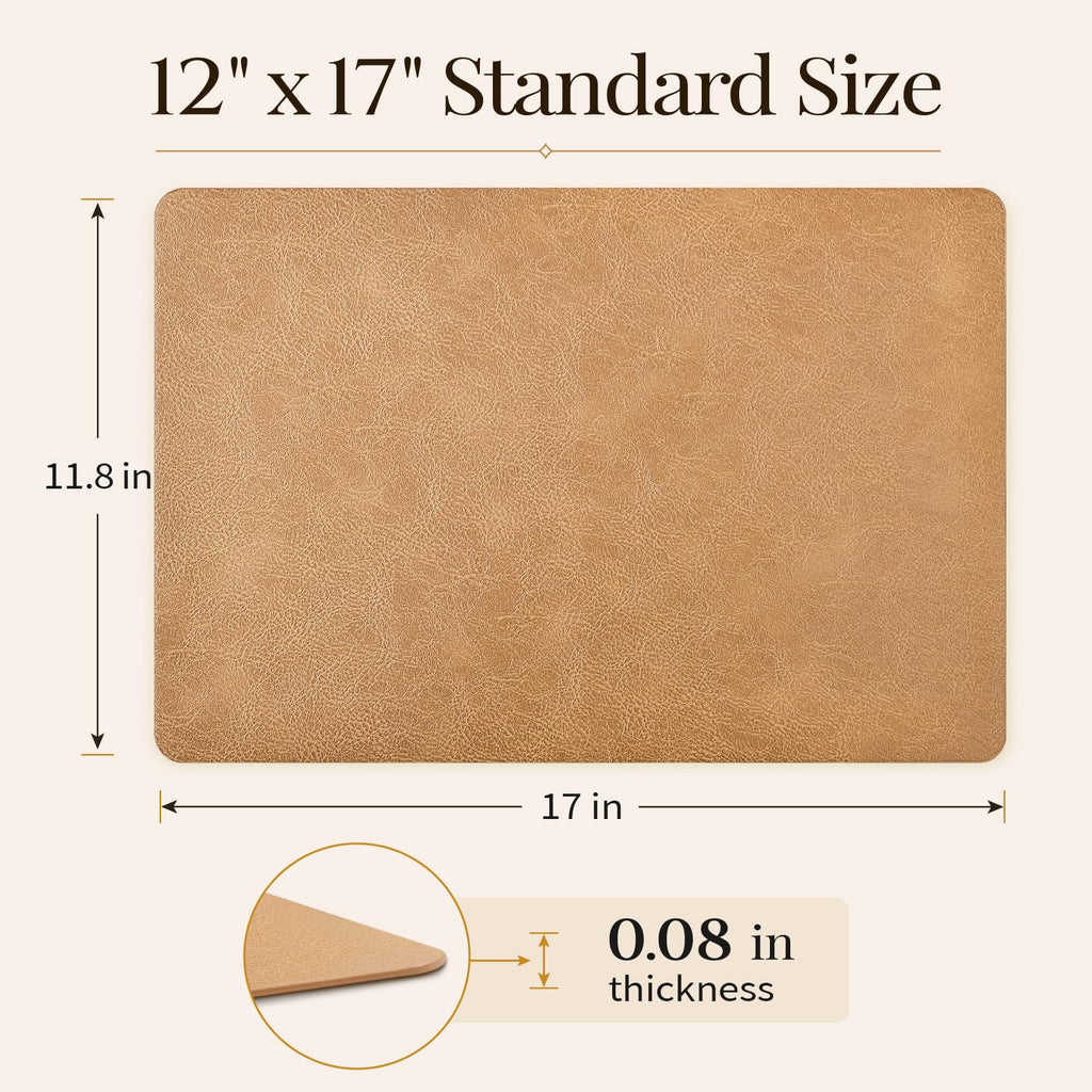 Vinyl Heat Resistant Placemats Set of 8, Camel