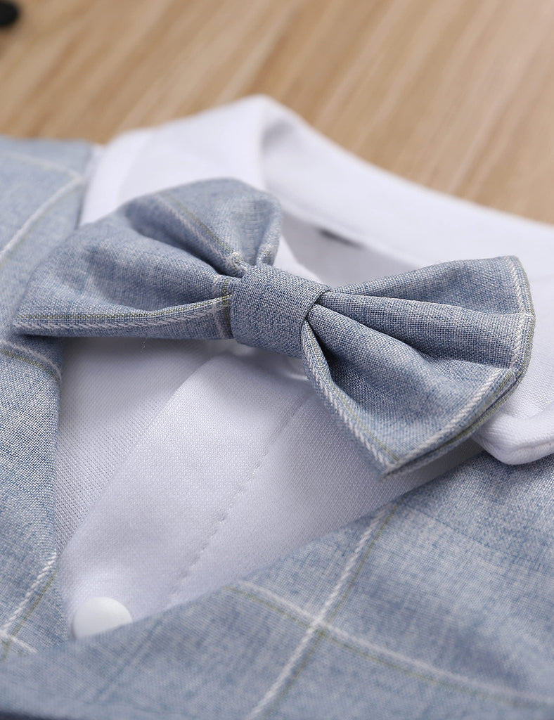 Infant Newborn Baby Toddler Boy Gentleman White Shirt Vest Bowtie Tuxedo Suit Bodysuit Dressy Outfit
