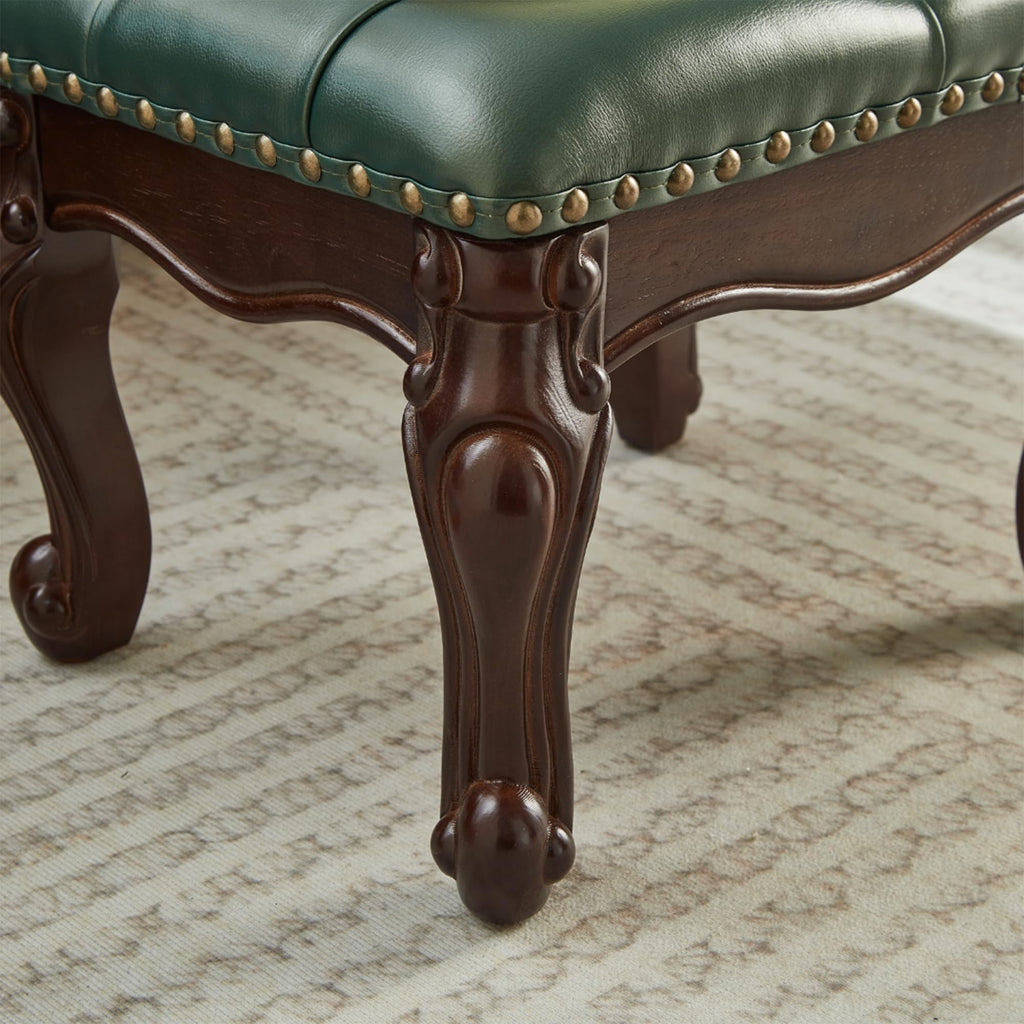Foot Stools Ottoman, Small Vintage Leather Footstool, Solid Wooden Ottoman Foot Rest, Shoe Change Bench at the