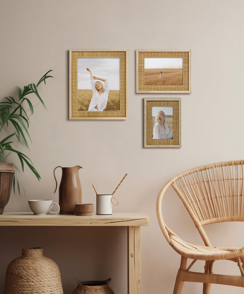 Boho 5x7 Picture Frame Bamboo Woven Rattan Photo Frame