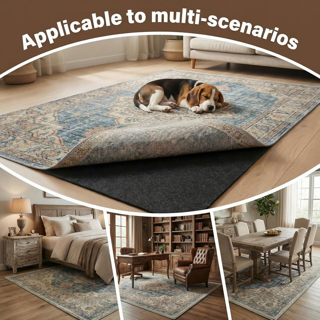 Non-Slip Rug Pads, Waterproof Extra Large Area Rugs Pad 8'x10' Non Skid Felt Pads, Rugs, 1/8 inch Thick Carpet - Set of 80