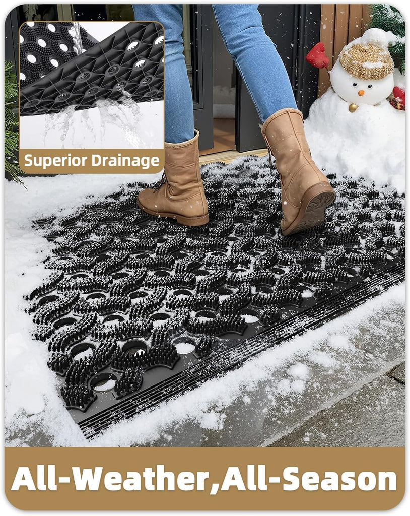 Super Heavyweight TPE Welcome Mat Outdoor, 17"x29" Black | Stormproof, Eco-Friendly Materials Odor-Free Door Mat