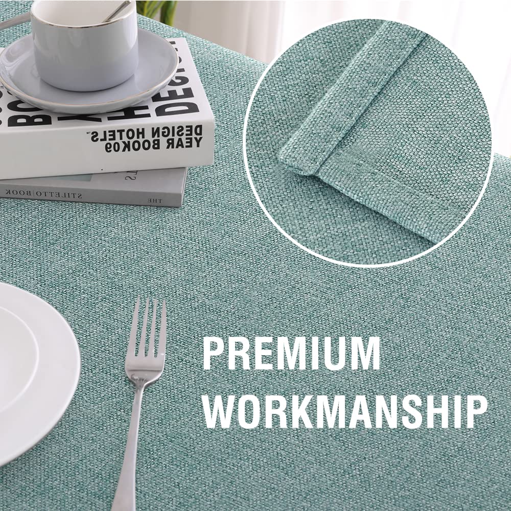 Linen Textured Tablecloth Round 60 inch Waterproof Decorative Table Cloth Spill-Proof Linen Look Cover for Party