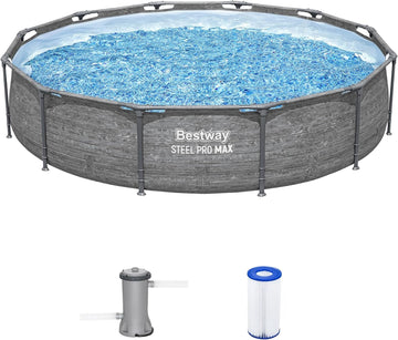Steel Pro MAX 12' x 30" Above Ground Pool, Round Metal Frame Outdoor Swimming Pool Set with Filter Pump, Stacked