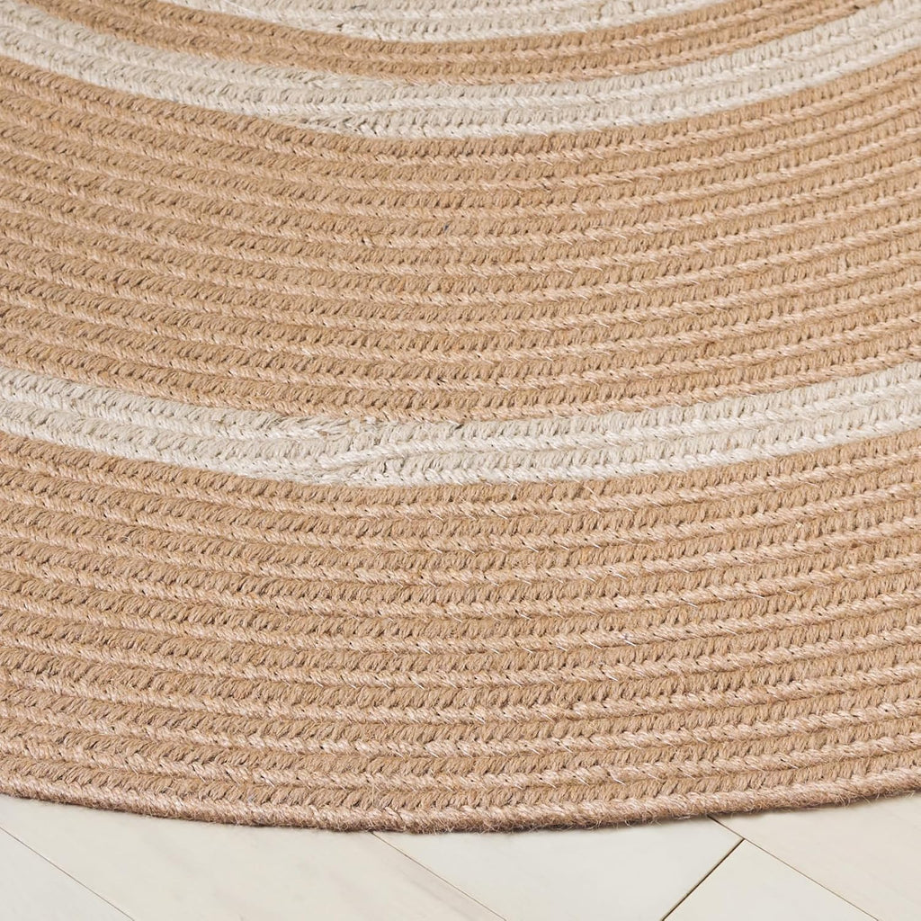 Braided Oval Rug 4x6, Jute Textured Brown & Ivory BRA801A