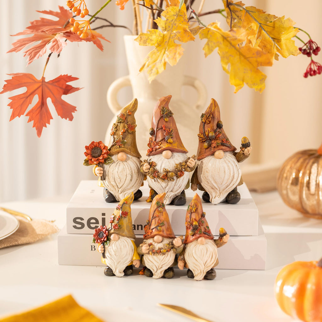 Fall Decorations, 3 Pcs Fall Gnomes Decor for Table Indoor Outdoor, Resin Thanksgiving Decorations Garden Figurines