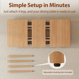 Solid Wood Extendable Dining Table for 4-8 People with Seamless Extension from 47.2 to 63 Inches, Easy Assembly