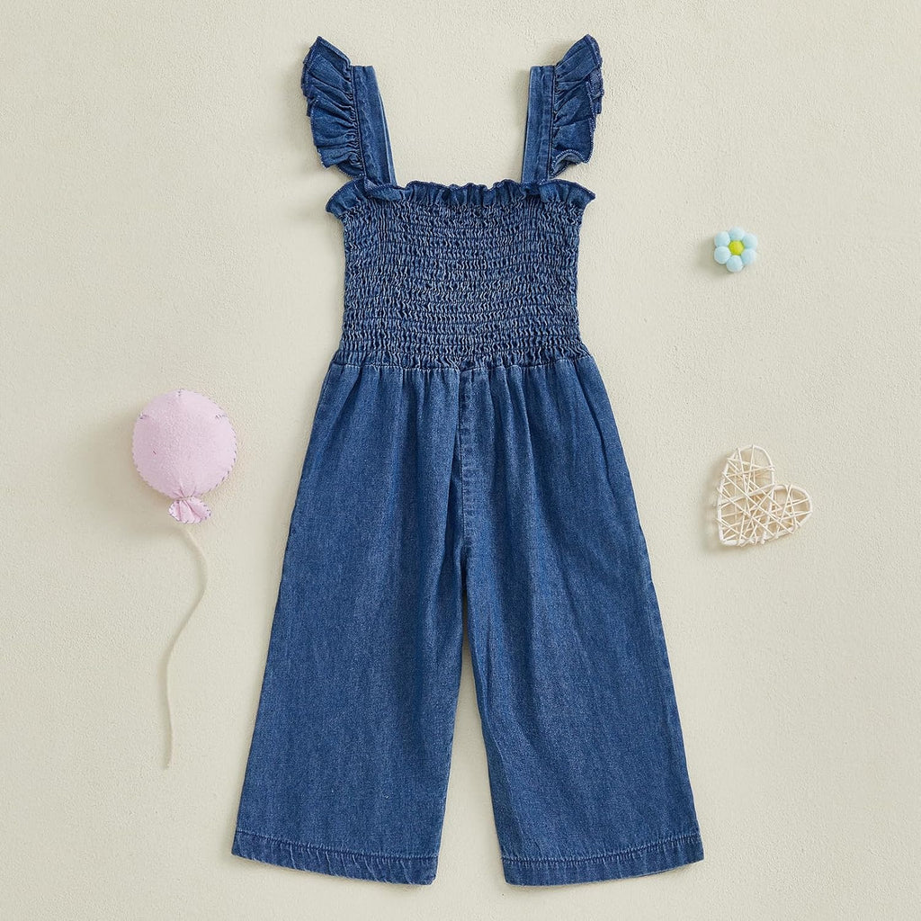 Toddler Baby Girl Summer Clothes Ruffle Sleeveless Smocked Romper One Piece Jumpsuit Suspender Pants Cute Outfit