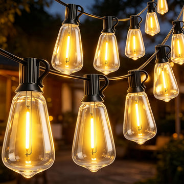 Outdoor String Lights, 60+2 ST38 Shatterproof Vintage Edison LED Bulbs