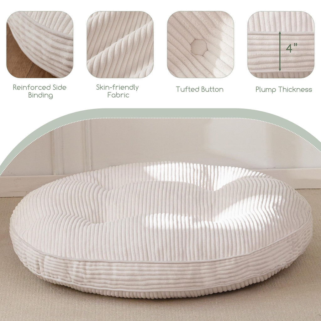 35" Floor Pillow Cushion for Adults, Meditation Cushion Pillow, Extra Large Square Floor Sitting, Tufted Corduroy