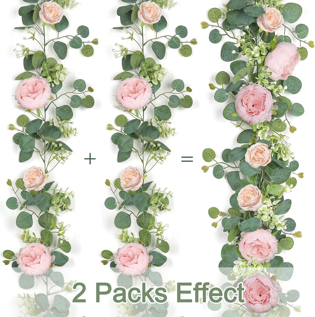 Artificial Eucalyptus Flower Garlands, Light Pink - Set of 4