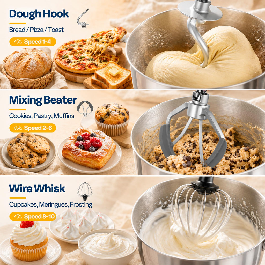6-Qt Stand Mixer with Slicer and Shredder Attachment, Warm White