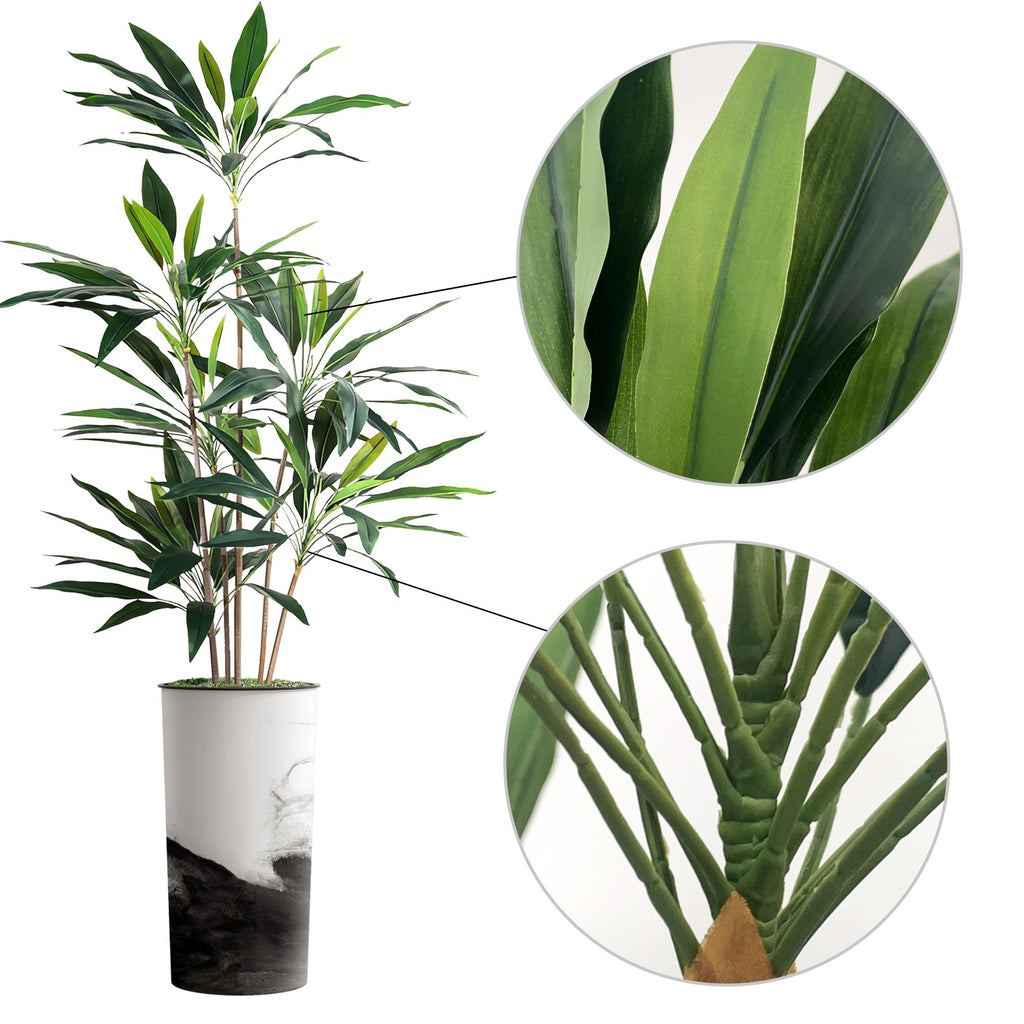 Artificial Tree in Contemporary Planter, Fake Dracaena Tree Silk Tree for Indoor and Outdoor Home Decoration - 66"