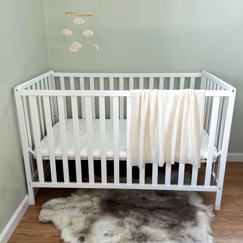 100% Cashmere Baby Blanket Gift Set Cable Knit 0-6 Months Cream