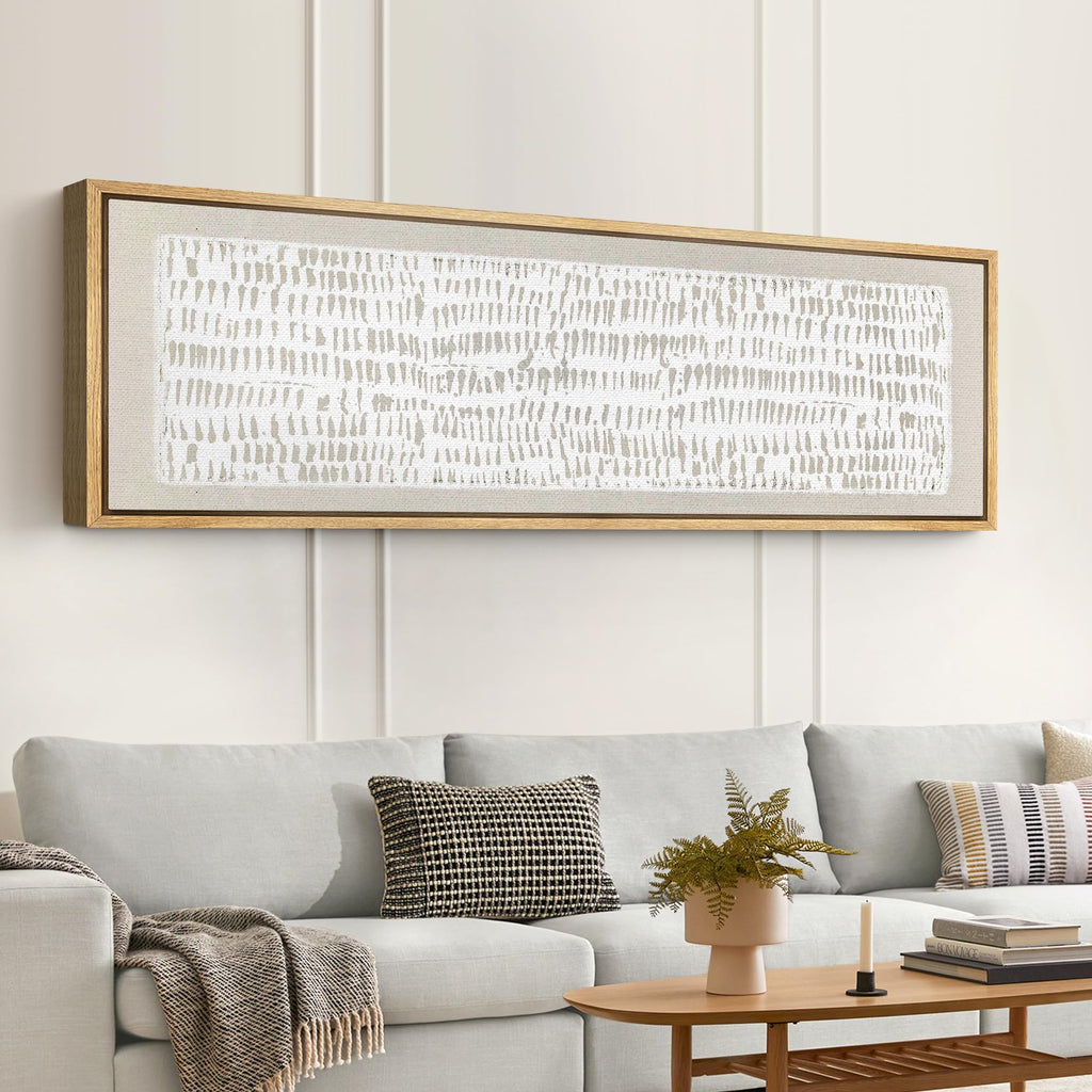 Large Framed Canvas Print Wall Art Minimalist Geometric Pattern in Neutral Tones Illustrations Modern Art Calm Warm