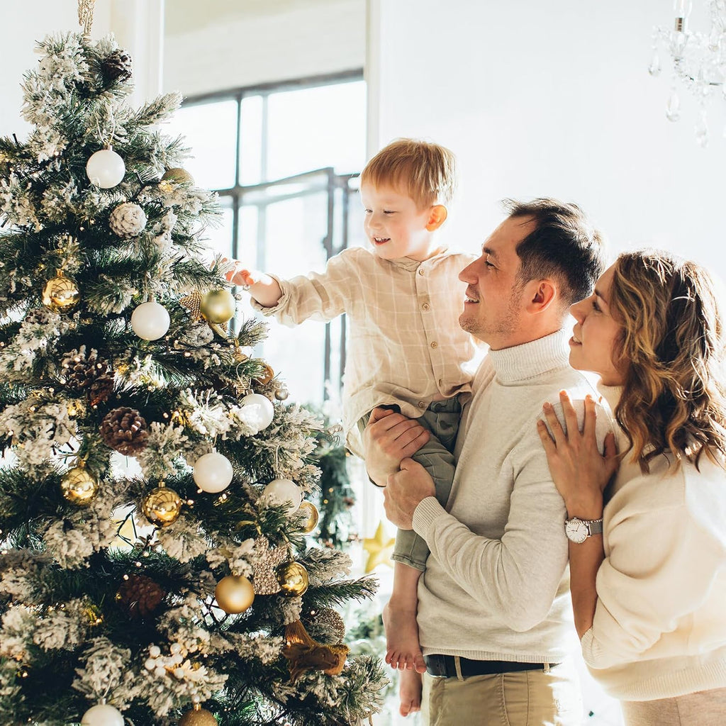 Artificial Holiday, 7ft Premium Spruce Artificially Hinged Christmas Pine Tree with 1000 Branch Tips, Metal Hinges