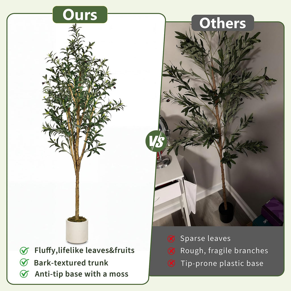 6ft Faux Olive Tree with White Planter, Artificial Trees Indoor