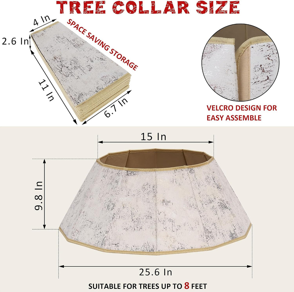 Fabric Christmas Tree Collar, Xmas Tree Ring, Willow Christmas Tree Skirt Decorations (Concrete Beige)