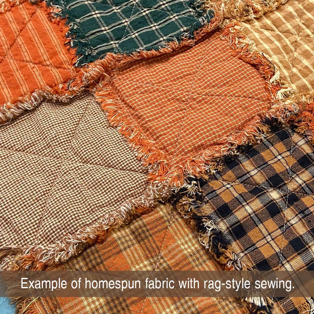 Pumpkin Spice Ticking Stripe Autumn Homespun Cotton Plaid Fabric by - Sold by The Yard