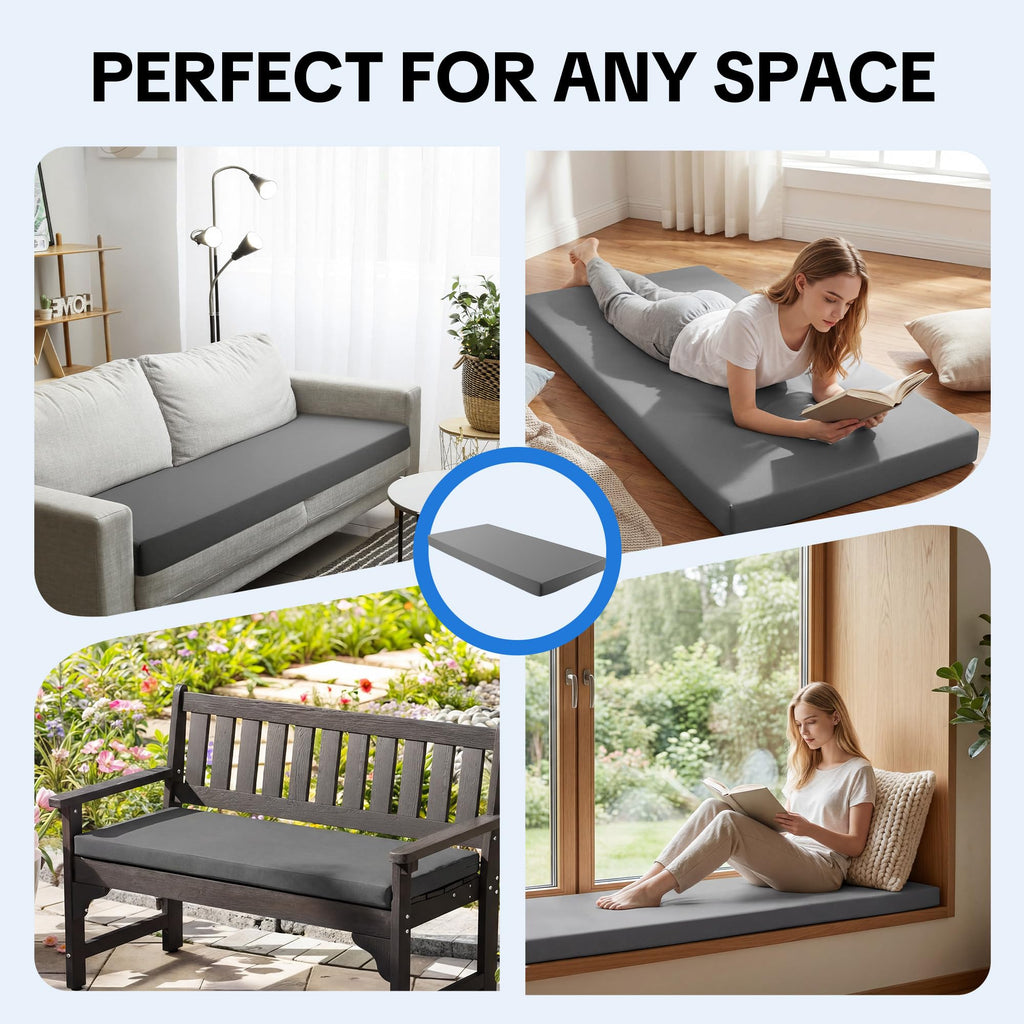 3 Inch Foam Sofa Topper Pad, Foam Couch Top Pad with Removable Washable Cover, Couch Cushion for Enhanced Comfort &