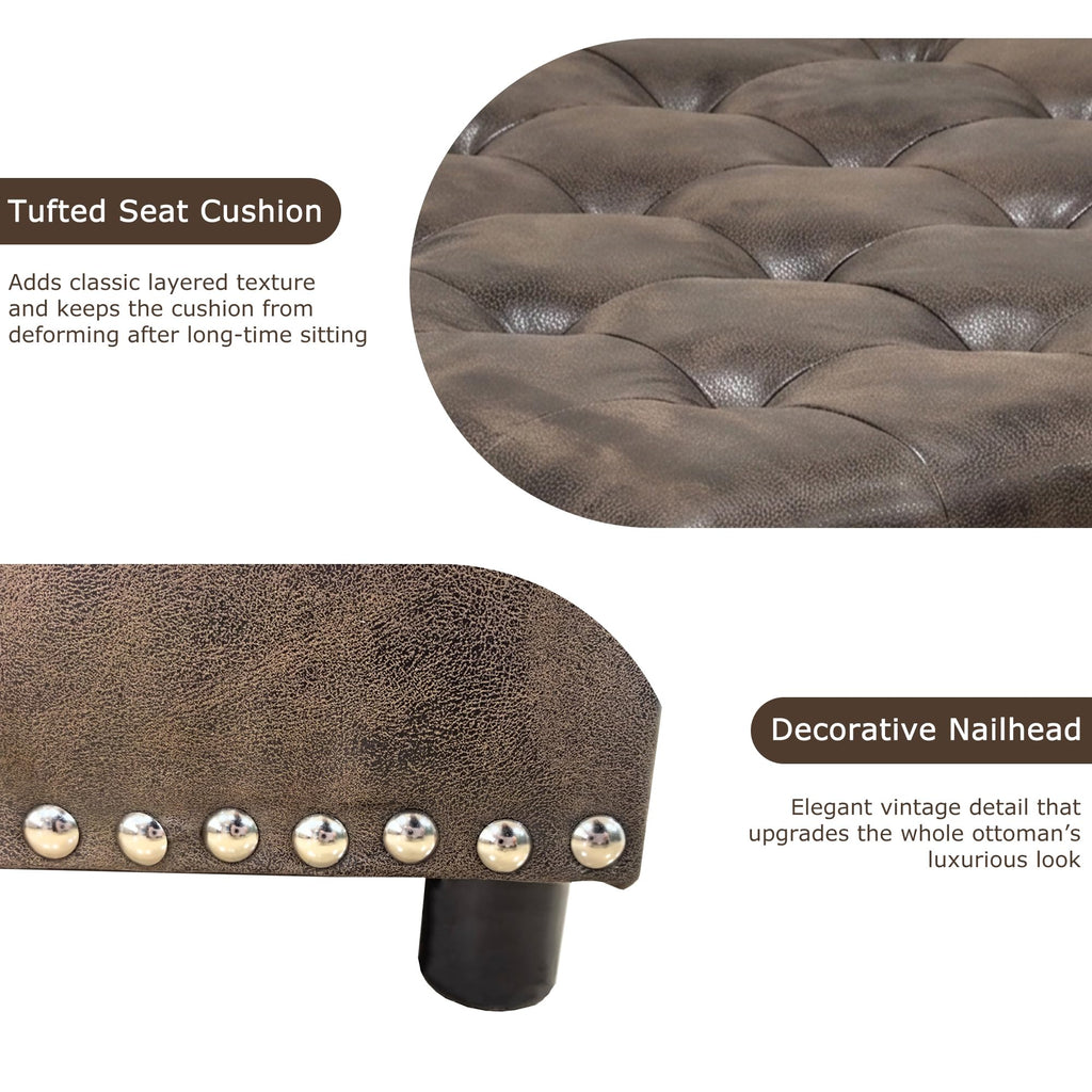 30"PU Leather Square Storage Ottoman Versatile Coffee Table( 30", Coffee)