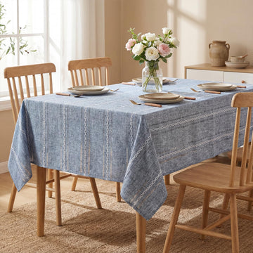 Blue Rectangular Tablecloth, 60×84 Inch, Farmhouse Decor
