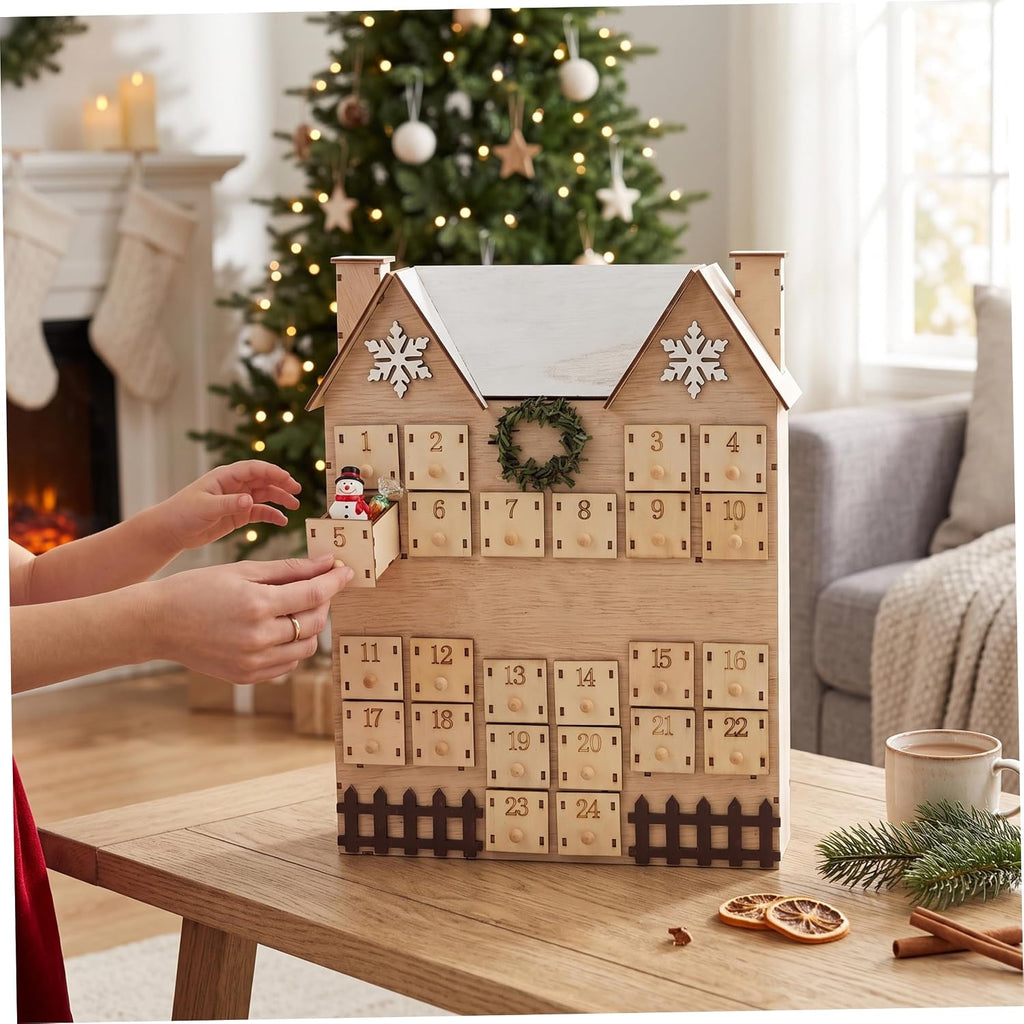 DIY Advent Calendar 24-Drawer, Wooden Christmas Calendar Khaki