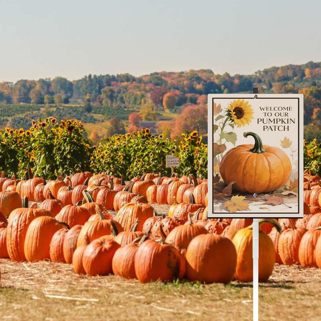 Welcome To Our Pumpkin Patch Yard Sign With Stake Fall Decor Reflective Aluminum Lawn Sign Stand Harvest Thanksgiving
