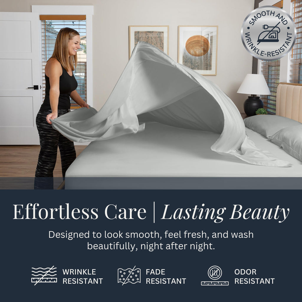 Luxury King Size Bed Sheet Set | Organic Ultra Soft Bed Sheets | Viscose Derived from Bamboo | Microfiber | 18" Deep