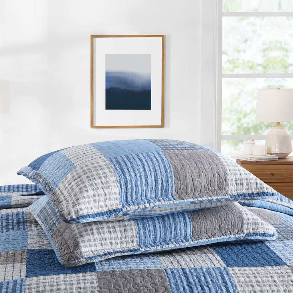 100% Cotton Quilt Farmhouse Plaid 3-Pieces Bedding