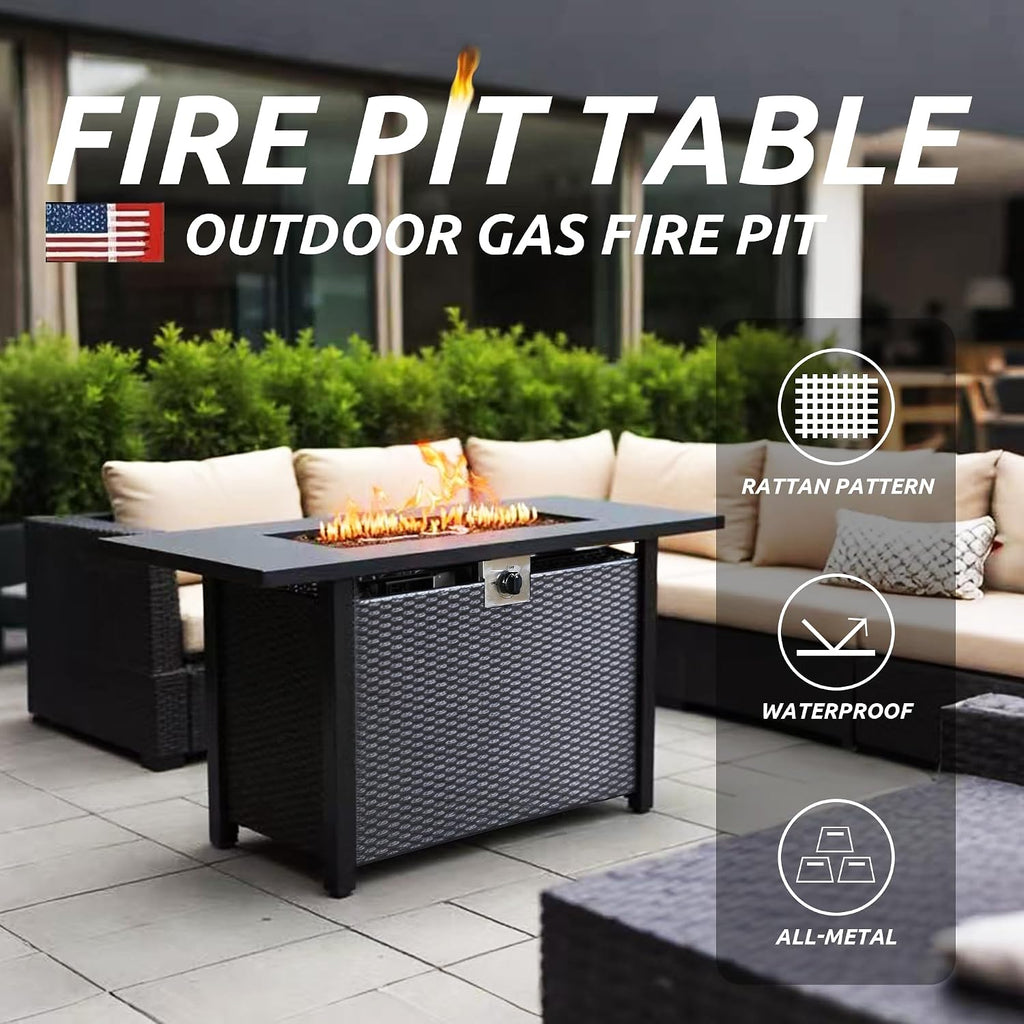 Propane Fire Pit Table - Rectangle 43 Inch Outdoor Firepit