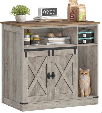 Cat Litter Box Enclosure, Hidden Litter Box Furniture with Storage
