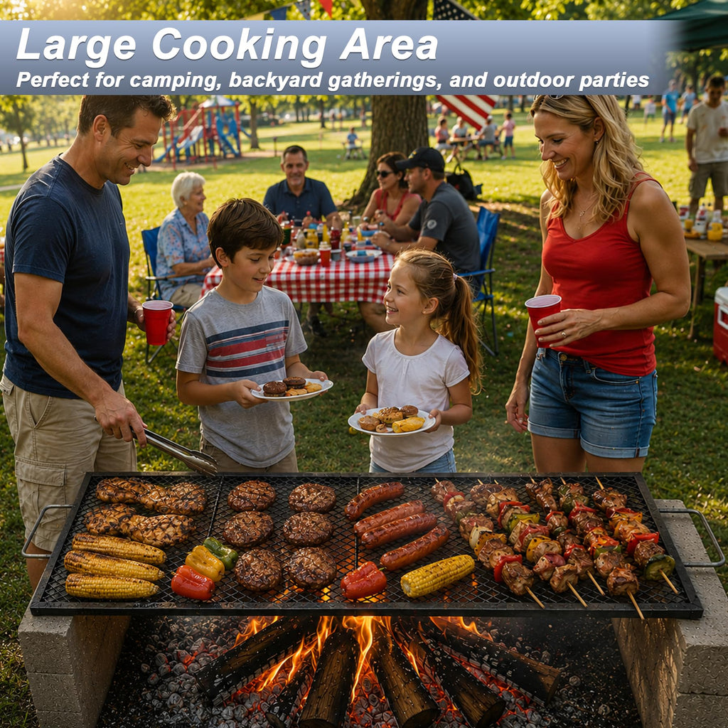 44 Inch Rectangle Fire Pit Grill Grate for Outdoor Campfire, Gathering