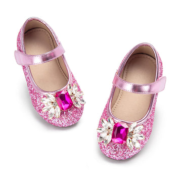 Toddler Little Girls Princess Shoes Mary Jane Ballerina Flats Flower Girl Dress Pink Shoes