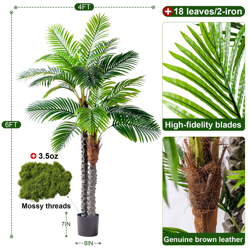 Large Artificial Tree Fake Silk Palm Plastic plantas Indoor Outdoor Realistic Floor Plants Big Faux Tropical Palm