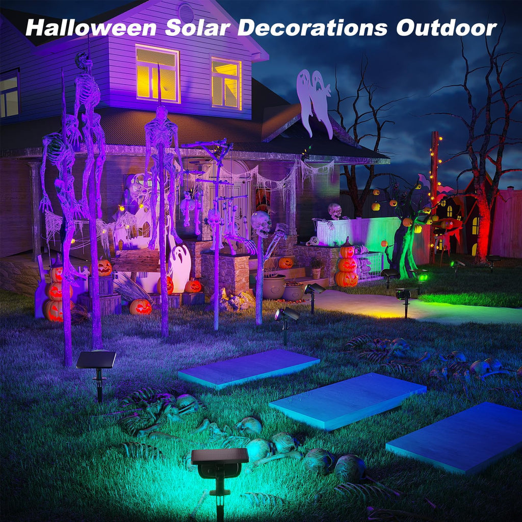 Solar Spot Lights Outdoor Waterproof IP68,RGB Spotlights with Remote,6-Pack