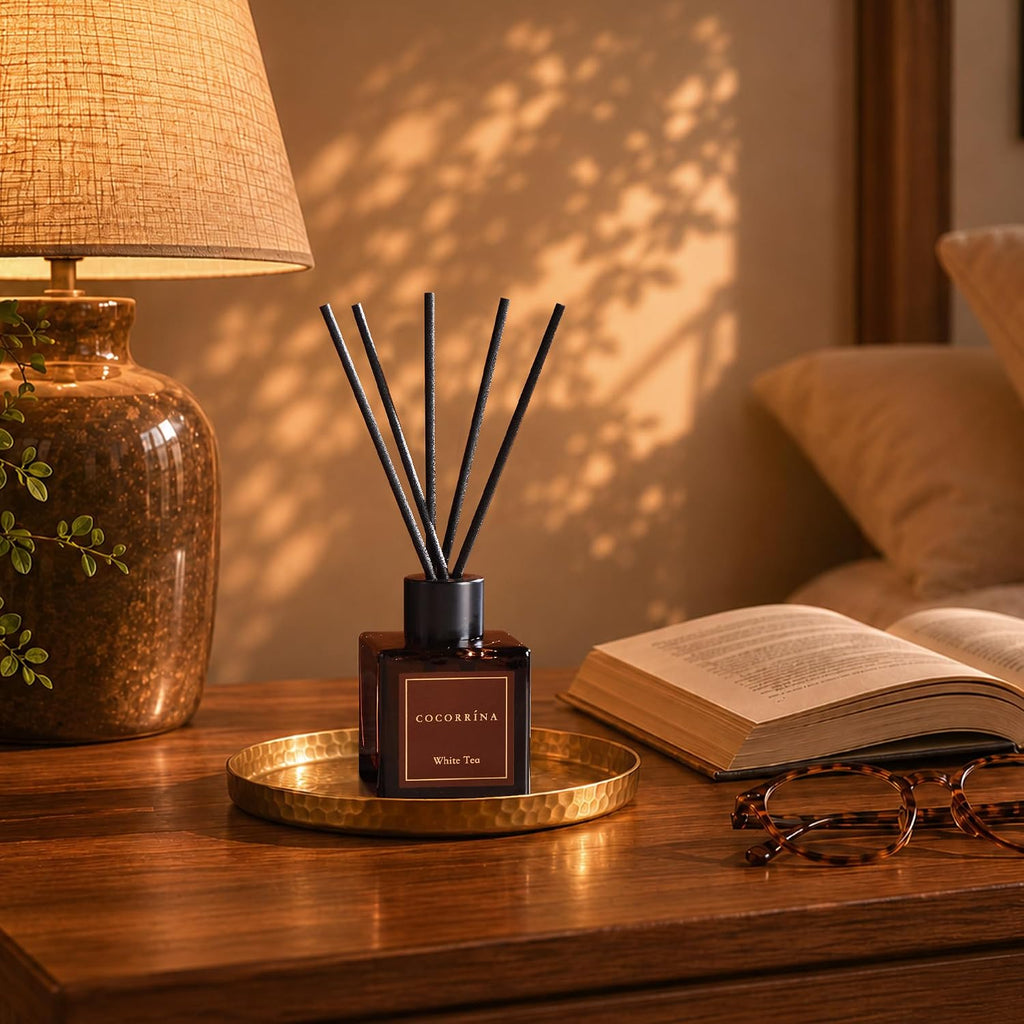 Hotel Collection Reed Diffuser Set, 1.7 fl oz Trio, Mahogany Teakwood, White Flower & White Tea, Home Fragrance