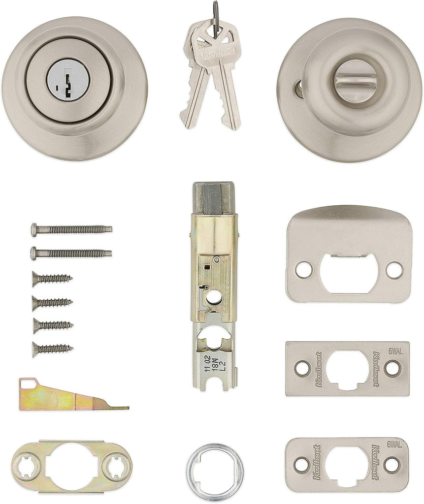 Tylo Entry Door Knob with Lock and Key, Secure Keyed Handle Exterior, Front Entrance and Bedroom, Satin Nickel, Pick