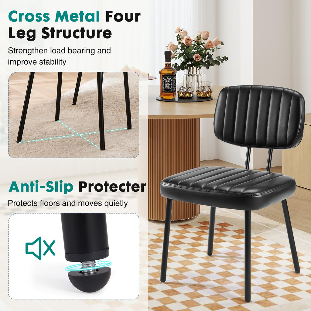 Dining Chairs Set of 2, Mid Century Modern Kitchen Chairs, Black