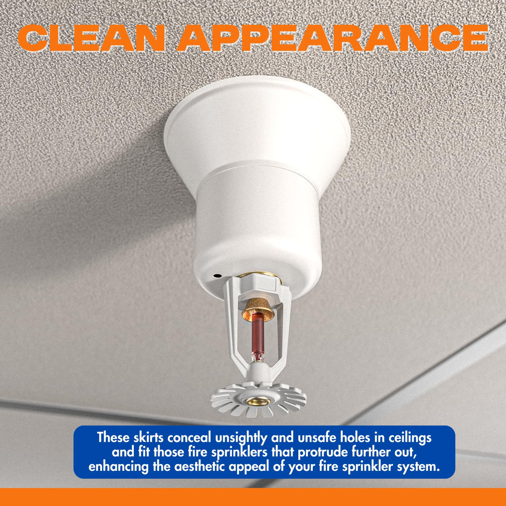 Fire Sprinkler Escutcheon Skirt, Standard 401 Style Escutcheon Pendant Skirt White, Works with Standard 401 Style Cup